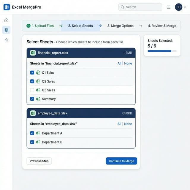Select Specific Sheets (Optional)