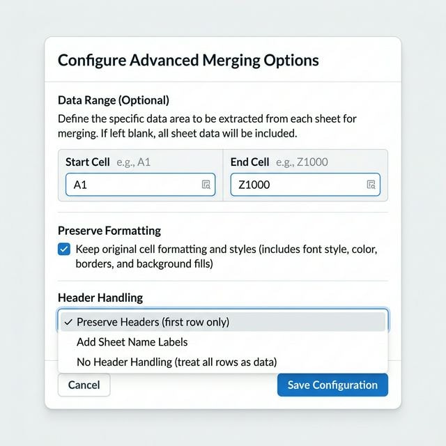 Configure Opções Avançadas